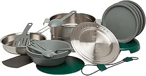 Stanley 1913 Adventure Full Kitchen Basecamp Cook Set 3.5L - Ustensiles de Cuisine pour Le Camping - 21 pièces - Facile à Transporter, Les Accessoires s’empilent - Fait-Tout en Acier Inoxydable