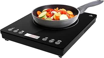 Cecotec Plaque à Induction Portable 1 Feu Full Magma Slim. Puissance de 2000W réglable sur 8 niveaux, design en verre haute résistance, écran tactile, minuterie, facile à nettoyer