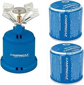 Campingaz Camping 206 S 1,2 kW Réchaud à gaz de camping avec 2 cartouches de gaz perçables de 190g