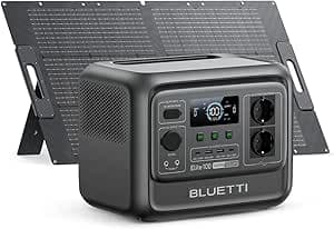 BLUETTI Générateur Électrique Portable Elite 100 V2 Avec Panneau Solaire 100W Inclus Station d'Énergie Portable 1024Wh Avec 4 Prises CA 1800W, 35% Plus Compacte, Idéale Pour Camping, Urgences