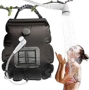 Sac de Douche Solaire Camping,20L Douche de Voyage avec Pomme de Douche,Solaire Sac de Douche,Pliant Extérieur pour Douche,Température 45 °C avec Commutable Tête de Douche,pour Randonnée Escalade