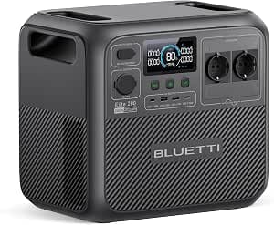 BLUETTI Elite 200 V2 Générateur Électrique Portable, Recharge de 0-80% en 45 Min, Batterie Nomade LFP de 2073,6Wh & 2600W (3900W Power Lifting), pour Camping, Urgence et Vacances