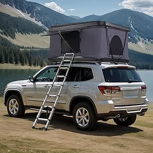 VEVOR Tente de Toit pour 2-3 Personnes, Tente de Camping pour Véhicules Pliable et Imperméable, avec Échelle Télescopique, Matelas et Housse, pour Jeep SUV Pick-up Camion Voitures, Voyage