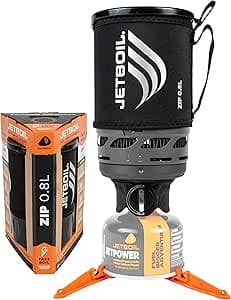 Jetboil Zip – Réchaud portable à ébullition rapide de 0,8 l avec bouton d'allumage facile à tourner pour la randonnée et le camping, nouveau pour 2025, brûleur au propane/isobutane avec tasse de