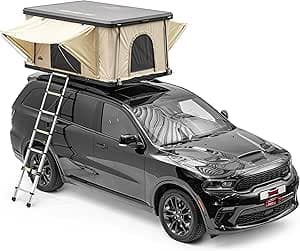 Dragon Winch Tente de Toit pour Voiture 2 Personnes Toit Rigide en Aluminium avec Matelas, échelle télescopique, Poches pour Accessoires et moustiquaires | imperméable | Tente de Camping | Type R